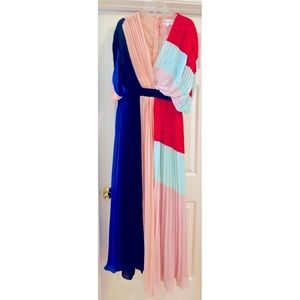 Pleated Colorblock MAXI Dress